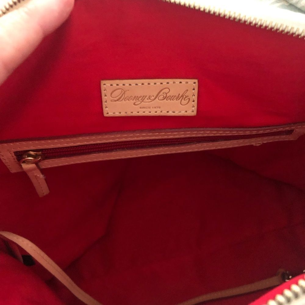 #4. Dooney & Bourke Epi Leather White Tan Double Zip Outer Pockets Satchel - Picture 8 of 12